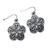 Bohemian Retro Hollowed Ancient Silver Color Flower Pendant Dangle Earrings for Women Exquisite Charm Jewelry Accessories Gifts