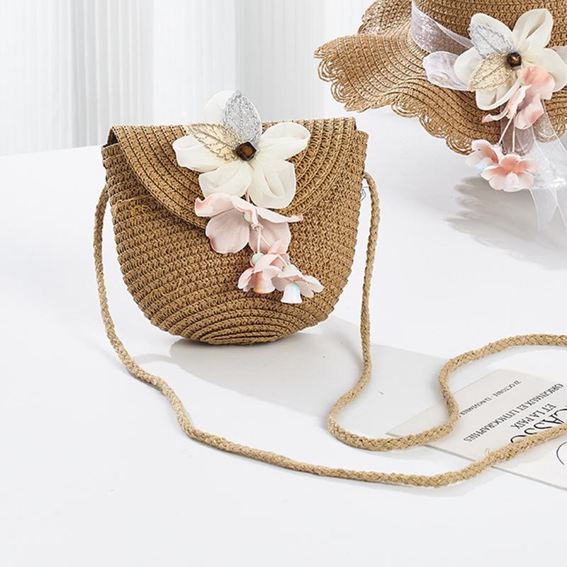Girls' Straw Woven Coin Purse - Cute Outdoor Travel Handbag for Kids
