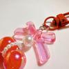 Plastic Fashion Beaded Bow Keychain Exquisite Candy Color Pearl Keyring Creative Shiny Bows Beaded Pendant Girls