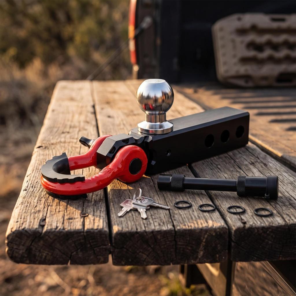 Solid Shank Hitch Ball with Hook guard Rubber Isolator Insert, Towing