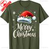 Red Santa Hat Christmas Tshirt with Christmas LightsMen and Women Crew Neck Short Sleeve Cotton Top Casual Fashion Comfortable