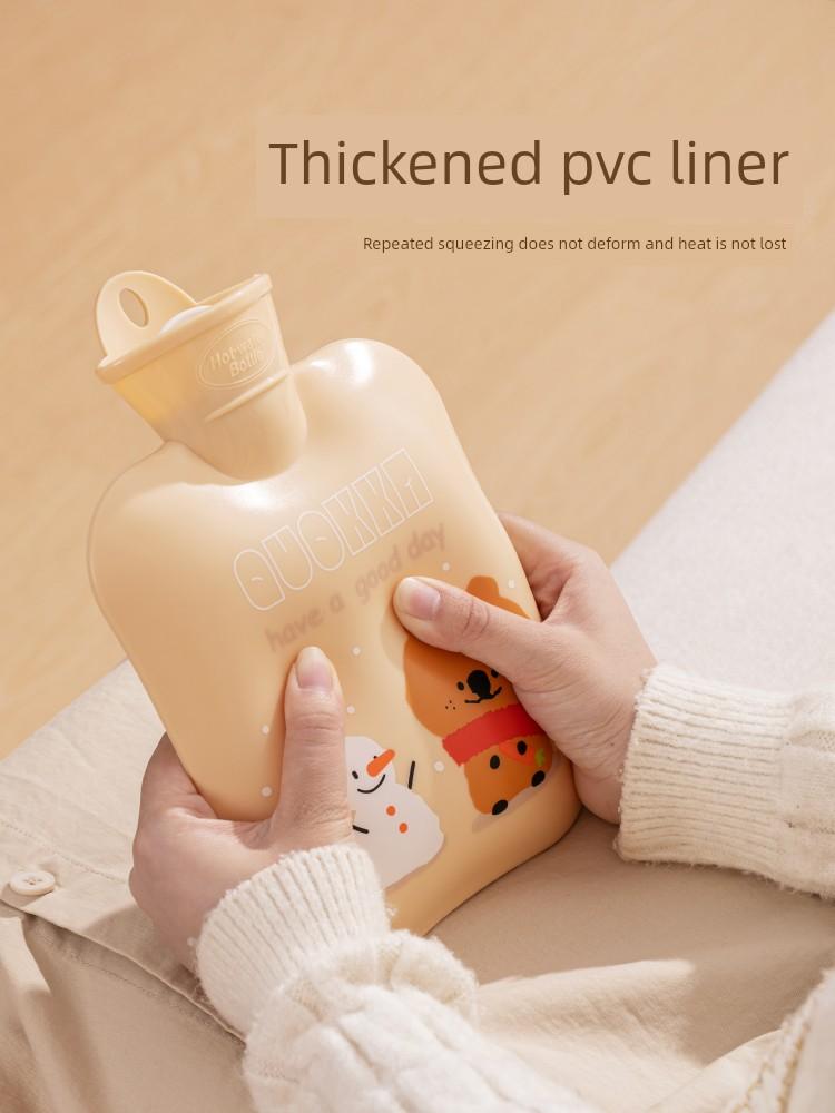 Hot Water Bottle, Water-Filled, Explosion-Proof, Thickened, Warm, Plush, Cute, for Female Students, To Warm the Stomach and the Bed