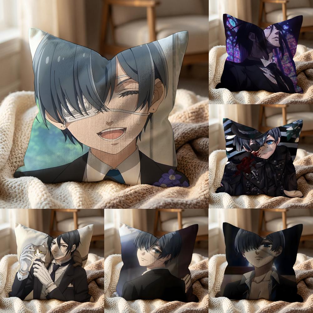 Black Butler Cushion Cover Multi-Scene Pillow Cover for Home & Car - Reversible, Soft & Durable for Daily Use