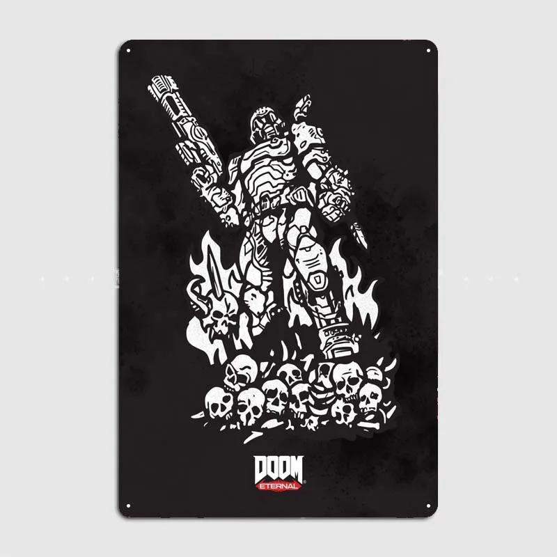 Dooms Poster Heimdekorationszubehör Spielschilder Wandkunst Vintage Metallblechschild für Gamer-Zimmer Wanddekoration Hausdekor
