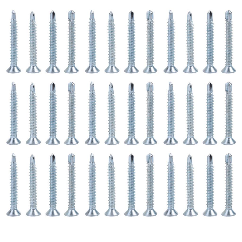 50 stk M4.2 Flathode Selvborende Selvskjærende Skruer Borehale Skruesett (M4.2*38)