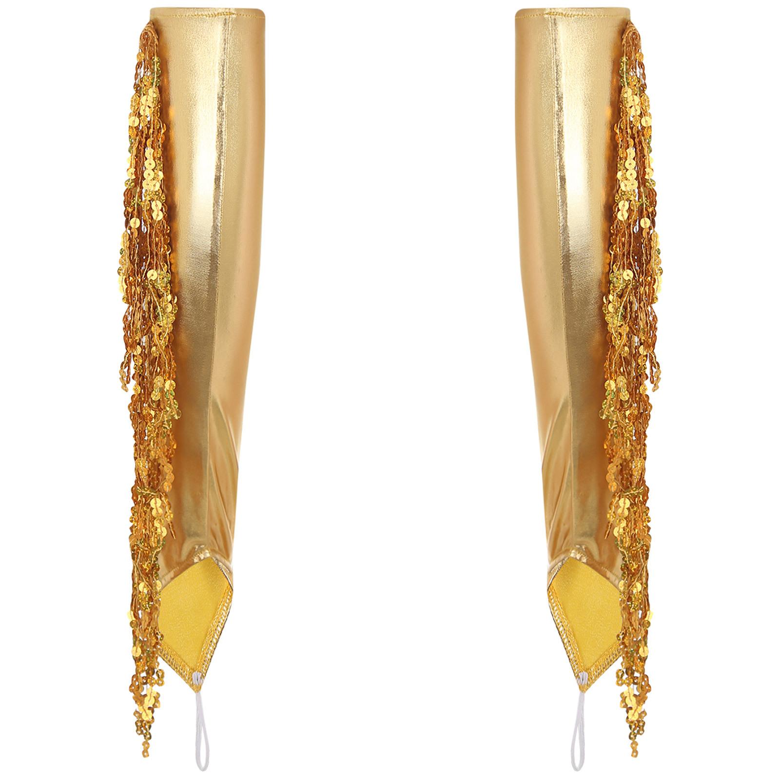 

Перчатки для взрослых с металлическим оперным принтом и кисточками до локтя для сценических выступлений или косплей-мероприятий One Size золотой