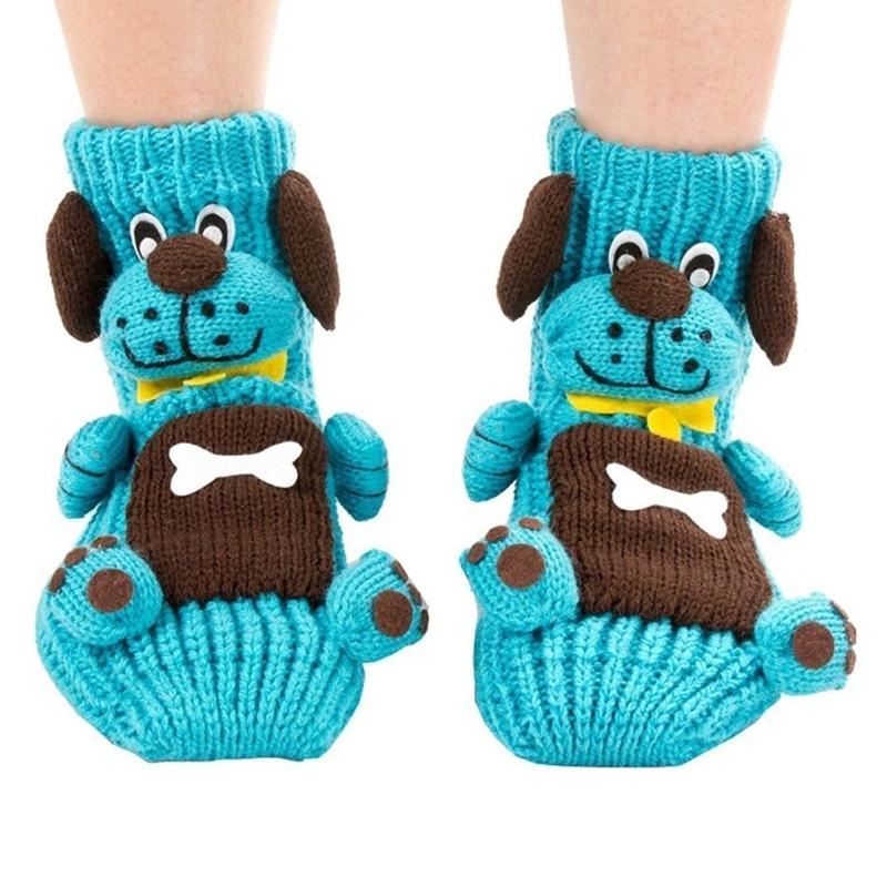 Knitted Festival Stocking Cartoon Christmas Socks Anti Slip Cotton Warm Winter Socks For Christmas Teen Decoration