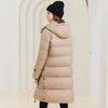 Women Autumn Winter Soild Color Thicken Outwear Cotton Padded Hooded Warm Long Jacket Coat