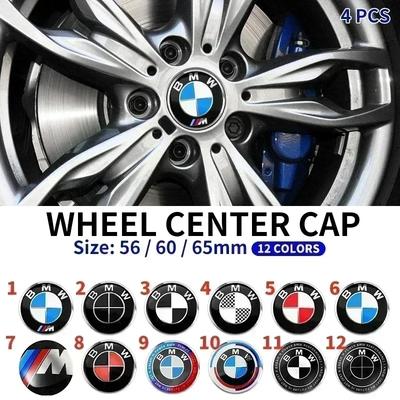 4KS 56MM 60MM 65MM Znaky na auto Krytky středů kol Samolepky pro BMW E28 E32 E34 E53 E64 F10 F20 F30 X1 X3 X5 X6 E71 E90 E91