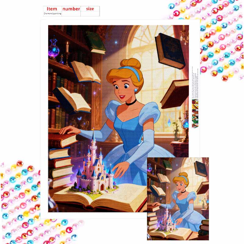 Disney Diamond Art Painting Kit Cinderella s Magical Castle 5D Diamond Painting Dot Art Home Wall Decor Round 20x30cm