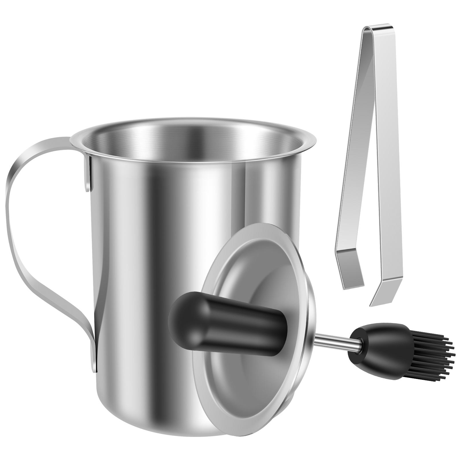 

Sauce Basting Pot Stainless Steel Basting Pot Brush Integrated Brush Cover Sauce Oil Basting Set Long Handle Grilling Sauce Pot серебряный