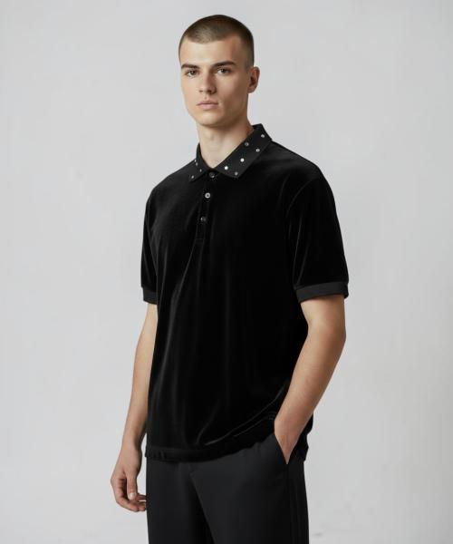 Bonseullipi Crystal Stud Edge Polo (Black)