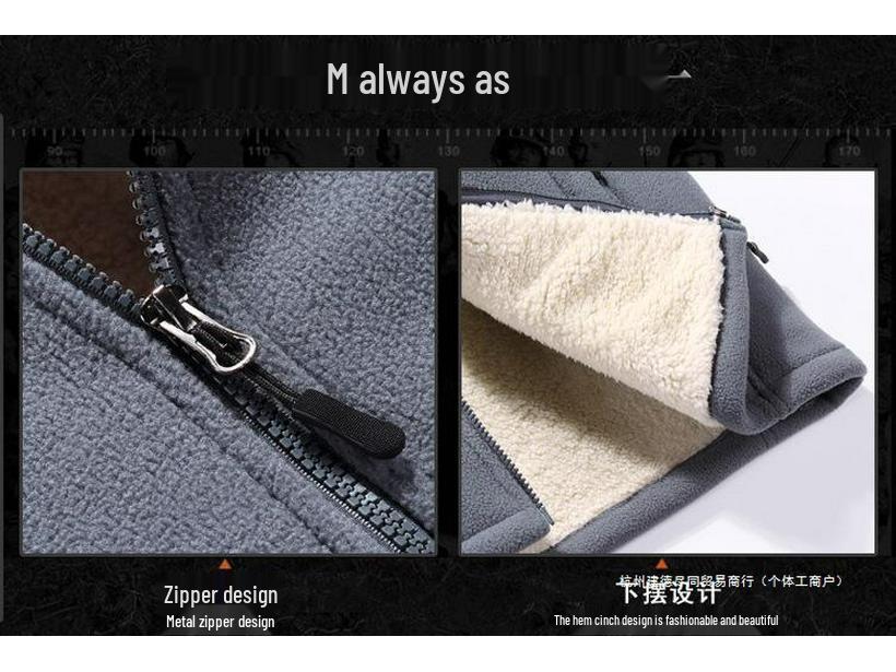 Plus Size Velvet Lined Hoodie for Men - Thick and Warm Lamb Fleece Sports Jacket for Autumn/Winter