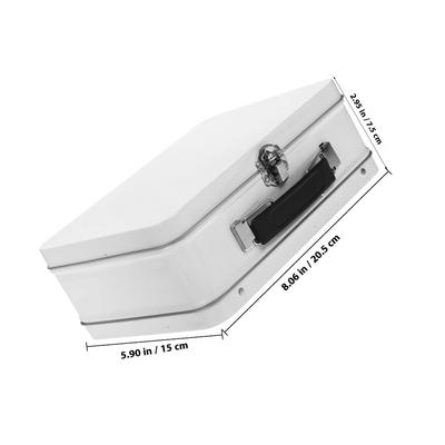 Large Capacity Handheld Tin Box White Rectangular Tinplate Storage Box Multipurpose Desktop Organizer Jewelry Gift Case