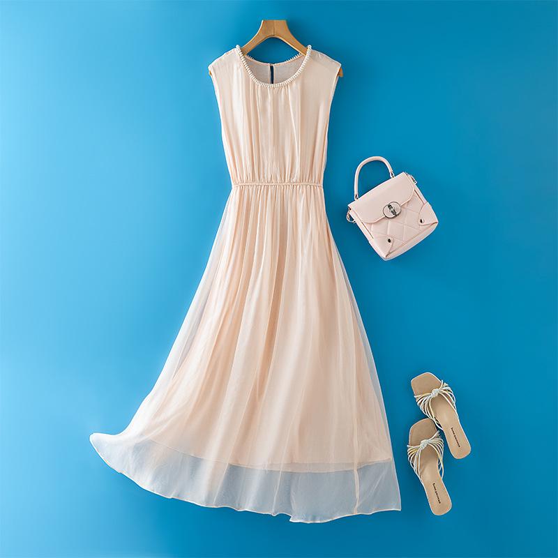 Non-Shedding Mulberry Silk Fairy Dress, Nude Pink