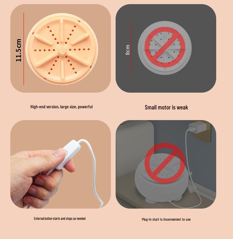 Portable Mini Automatic Washing Machine - Multi-Function, Turbo-Fast Cleaning for Dorms and Travel.