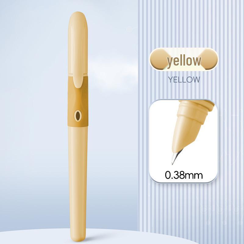 Refillable Ergonomic Fountain Pen for Students - Transparent Colored Plastic Design