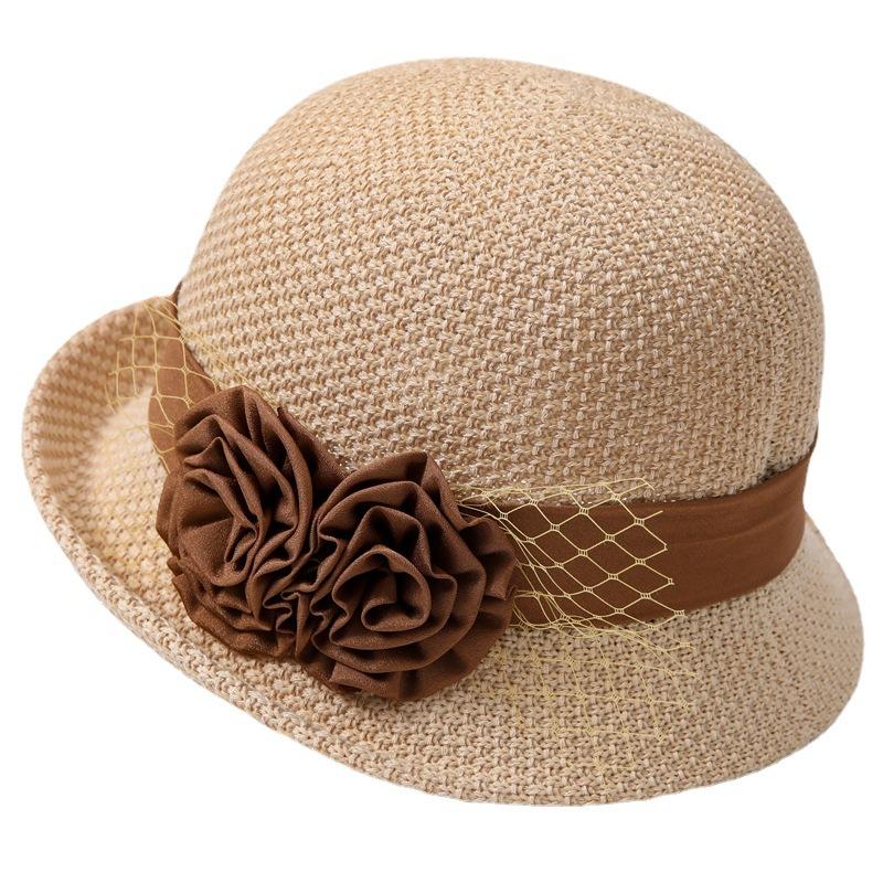 French Elegant Curled Top Hat Women'S Summer Small Edge Mother Basin Hat Sun Protection Travel Visor Literary Bucket Hat Tide