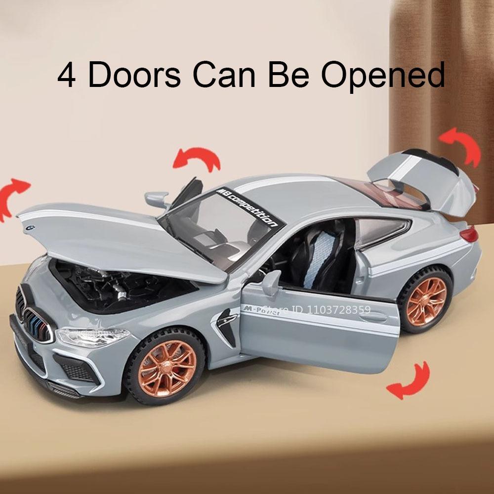 1:32 Scale M8 Model Toy Miniature Supercars Alloy Diecast Sports Cars Sound Light Doors Opened Pull Back Ornament for Kids Gifts