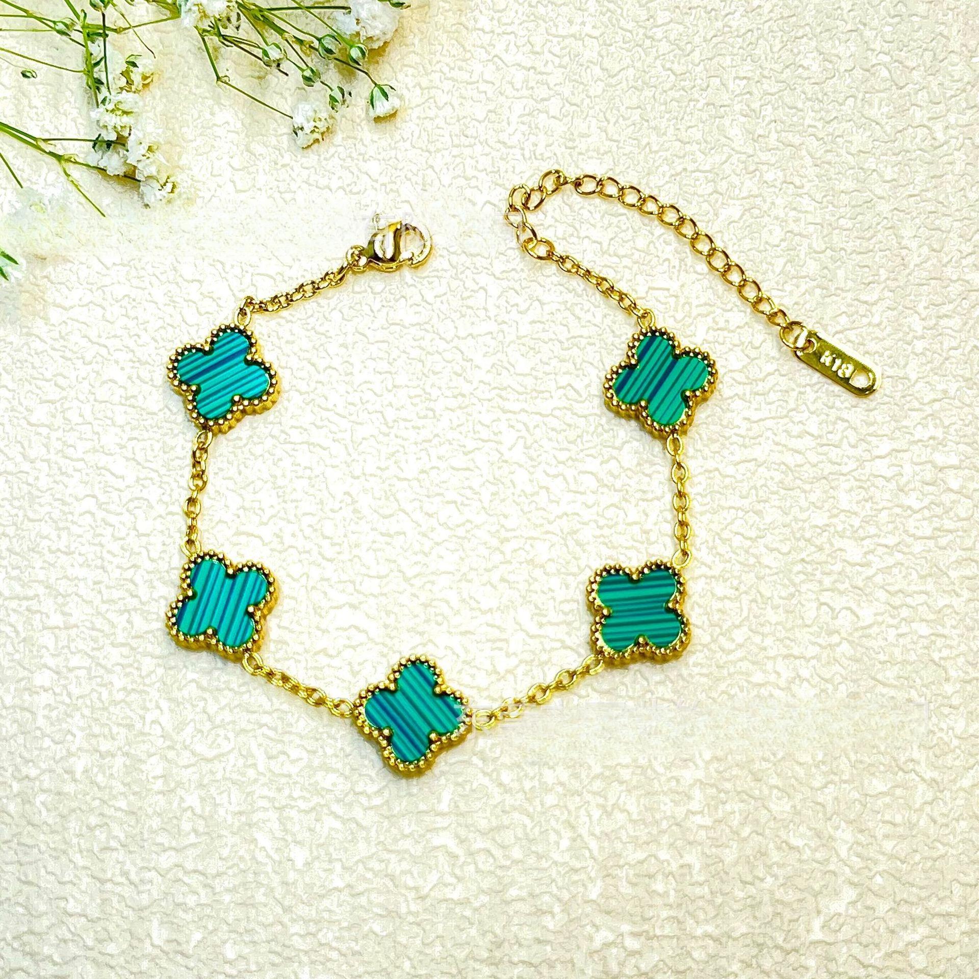 

Браслет Клевер Четырехлистный Высокое Качество 18к Двусторонний Счастливый Браслет Пятицветок Модный Новый Легкий Роскошный Браслет