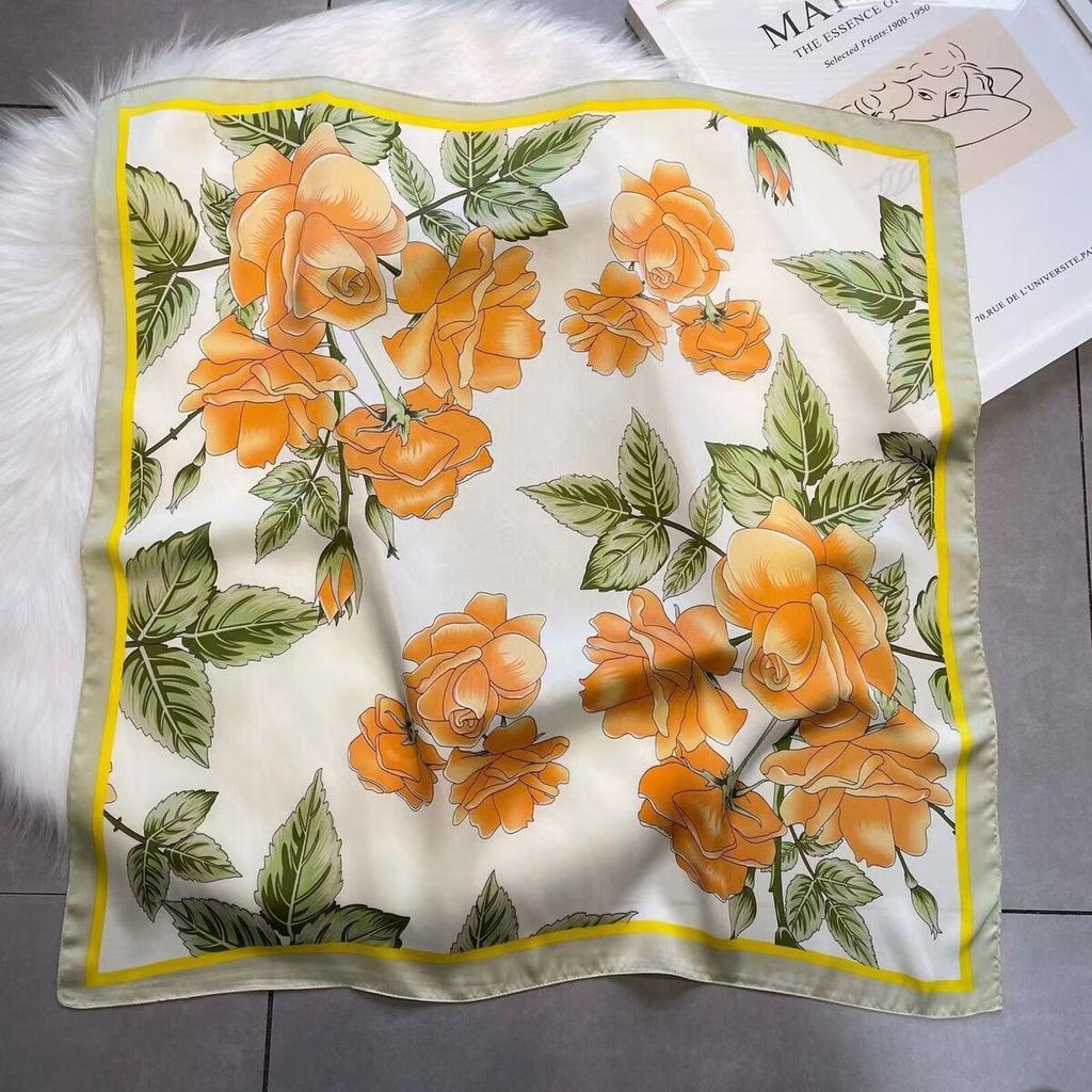 Luxury Silk Scarfs Square Scarf Korean Fashion Kerchief Popular Silk Scarves Bandanna Wraps Scarf Decoration Shawl 70*70Cm