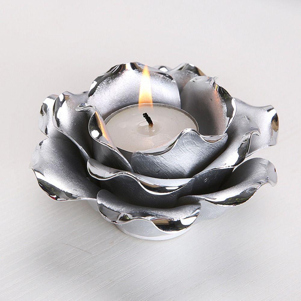Practical 3D Rose Flower Candlestick Handicraft Simple Lotus Candle Holder Exquisite Emulation Flower Ornaments Wedding Party