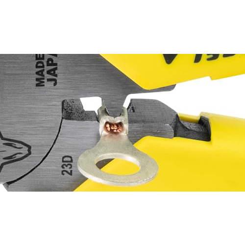 TSUNODA Electric Power Thin-Blade Nippers with Crimping Function, Eccentric VVF2.6 x 3 Cores, 225mm, PUN-225ATG