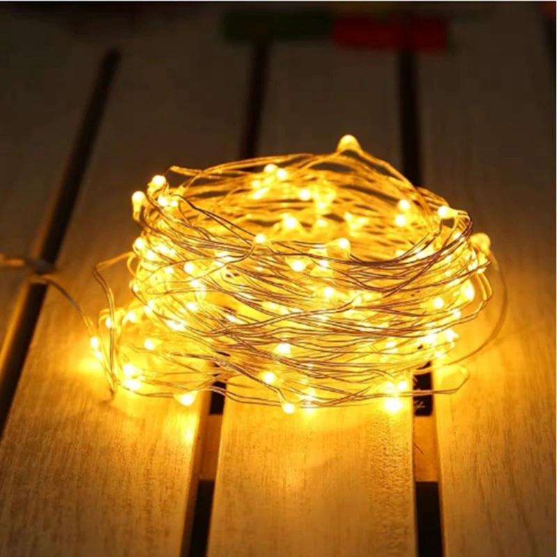 

(NO battery) 1M 2M 3M Battery Mini LED Copper Wire String Fairy Lights for Wedding Party Christmas Decor 12M теплим білим кольором