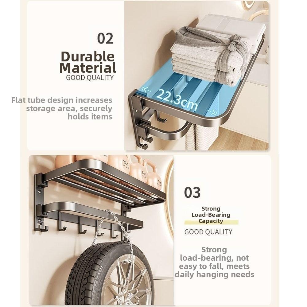 Étagère de rangement de salle de bain 40/50/60 cm Pliable Fixation murale Porte-serviettes Étagère à serviettes de salle de bain Cuisine