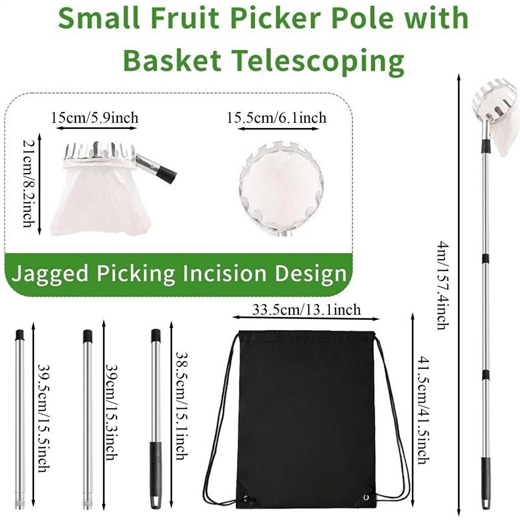 Fruit Picker Pole Fruit Picker Pole With Basket Ergonomic Gadget Professional Equipment Catcher For Picking Harvesting