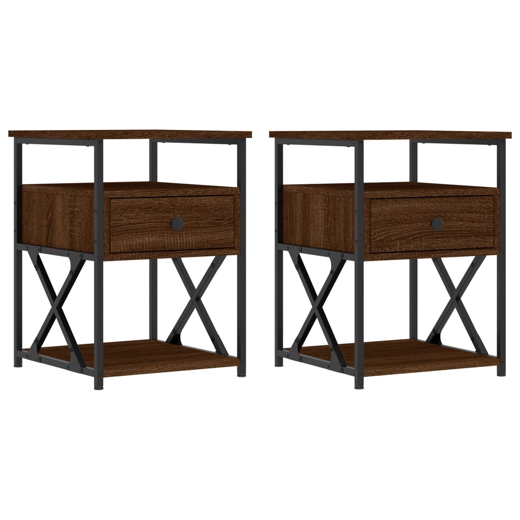 Nightstands 2 pcs Brown Oak Look 40 x 42 x 55 cm Engineered Wood
