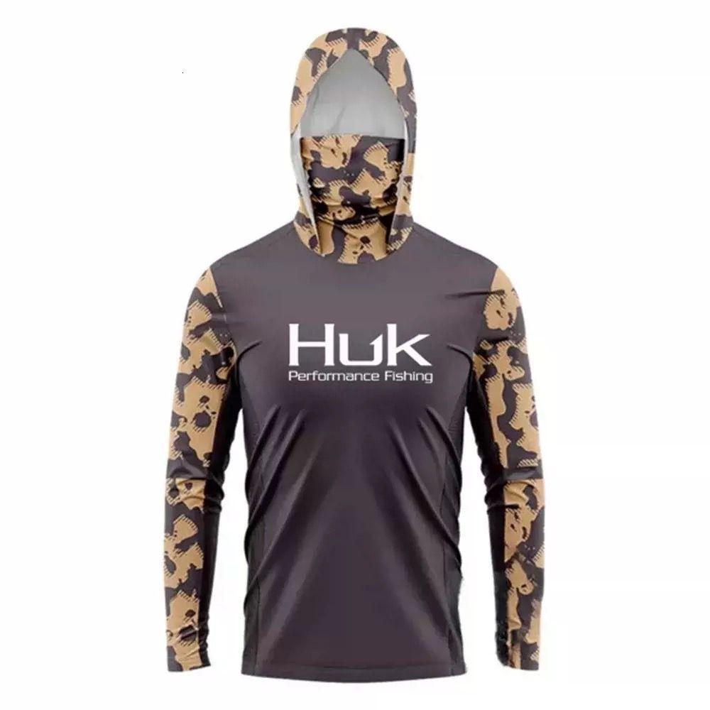 Costum de pescuit HUK pentru bărbați, transfrontalier, cu uscare rapidă, mască de praf și protecție UV, costum de pescuit ușor cu glugă, mătase de gheață