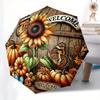 Autumn Welcome Sign with Sunflower, Butterfly, and Pumpkins Decorative Fall Door Hanger for Home Outdoor Garden Decoration Umbrella, Cute Umbrella wit