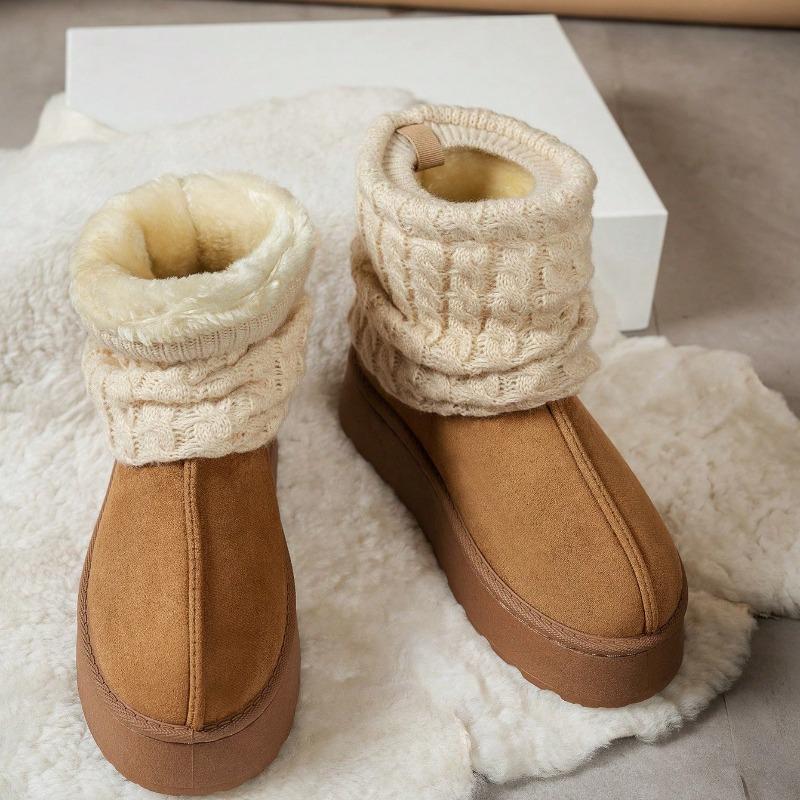 Stivali da Neve Invernali Carini Caldi Suola Spessa Comodi da Donna Fodera in Peluche Gambale Corto Sottili Antiscivolo Calzino a Maglia