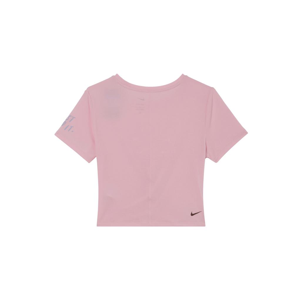 Nike Dri-Fit One Luxe Solid Logo Yoga Quick-Dry Casual Crew Neck Short Sleeve T-Shirt Women Tops Soft-Pink FJ9871-690