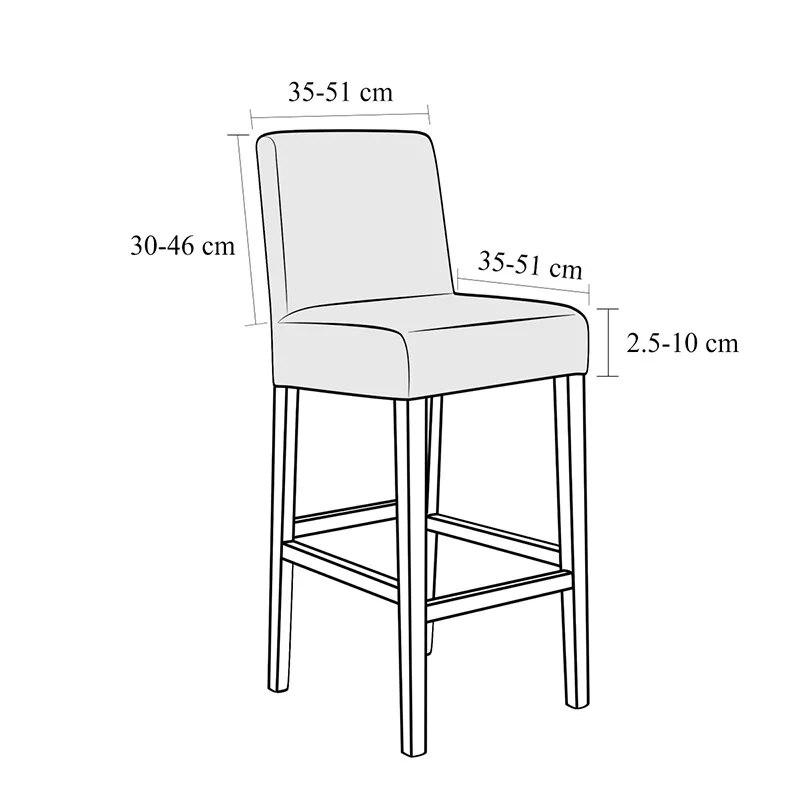 Hotel Bar Stool Chair Cover Jacquard Short Back Chair Covers for Dining Room Banquet Kitchen Spandex Stretch Seat Slipcover