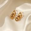 Cuban Chain Earrings, European and American Simple Chain Stainless Steel Gold-plated Studs, Fashionable and Creative Popular Design Earrings for Women