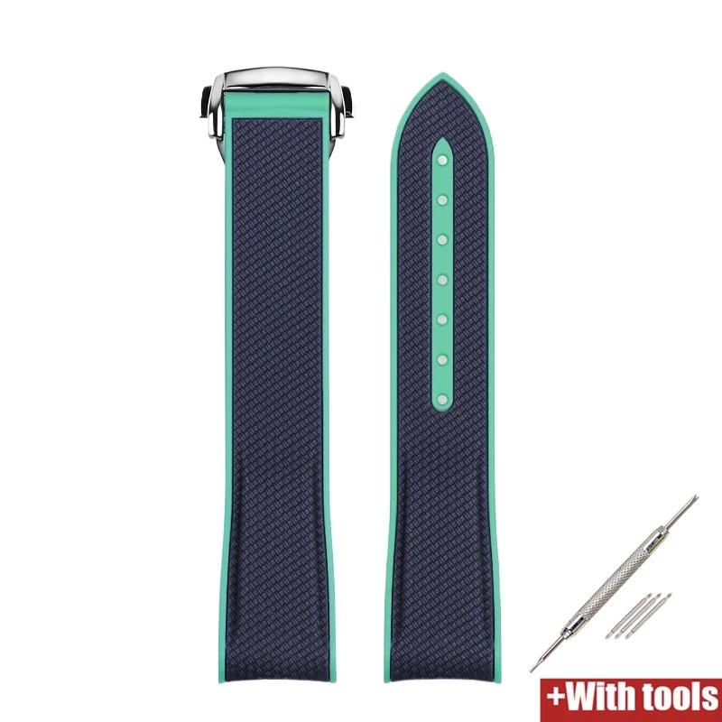 Curved End Silicone Strap Folding Buckle Men Women Soft Waterproof Sport Bracelet Watch Band for Omega x Swatch Moonswatch 20mm