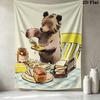 Paddington Bear Pattern Wall Tapestry Aesthetic Wall Hanging Printed Fabric Blanket Decorative Tapestries for Bedroom Living Room Home Decor