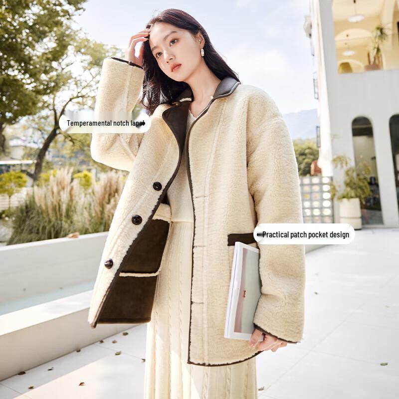 Xiangying Women's Reversible Shearling Coat