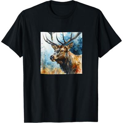 Elk Watercolor Illustration Graphic T-Shirt