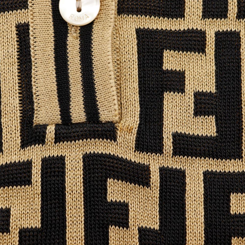 Fendi Zucca Polo tričko pletené Hnedá bavlna Dámske Použité