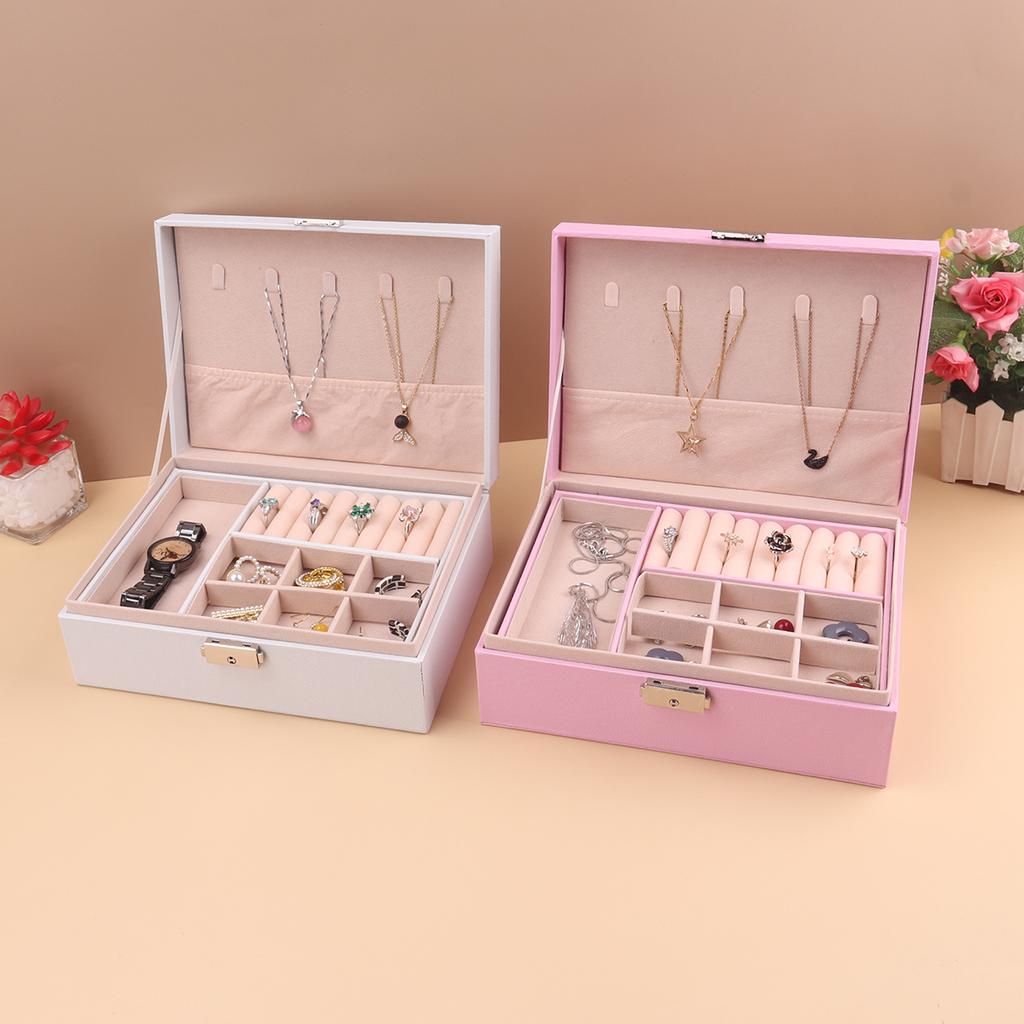 Portable Princess Cosmetics Box Small Simple Earrings Bracelet Ring Double-layer Jewelry Box Necklace Storage Box