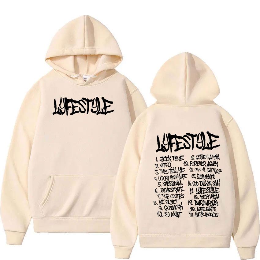 Rapper Yeat Lyfestyle Album Print Hoodie Men Hip Hop Fashion Oversized Sweatshirt Y2k Unisex Vintage Pullover Hoodies Streetwear