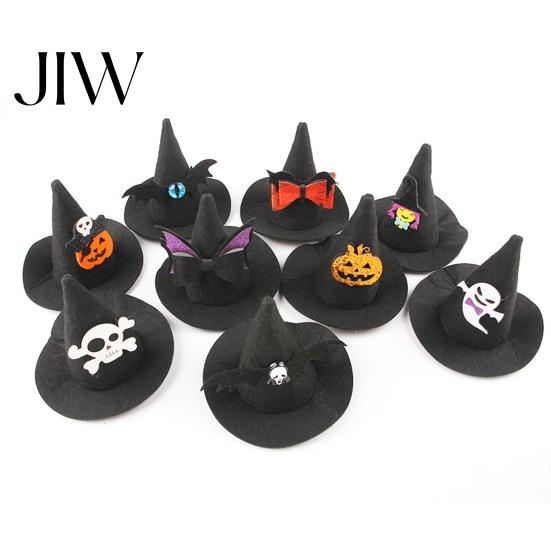 Small Animal Holiday Headwear Pet Halloween Witch Hat, Bows/Pumpkins Decor, Adjustable Felt Store Promotional Accessory Costume Accessory, Lightweight