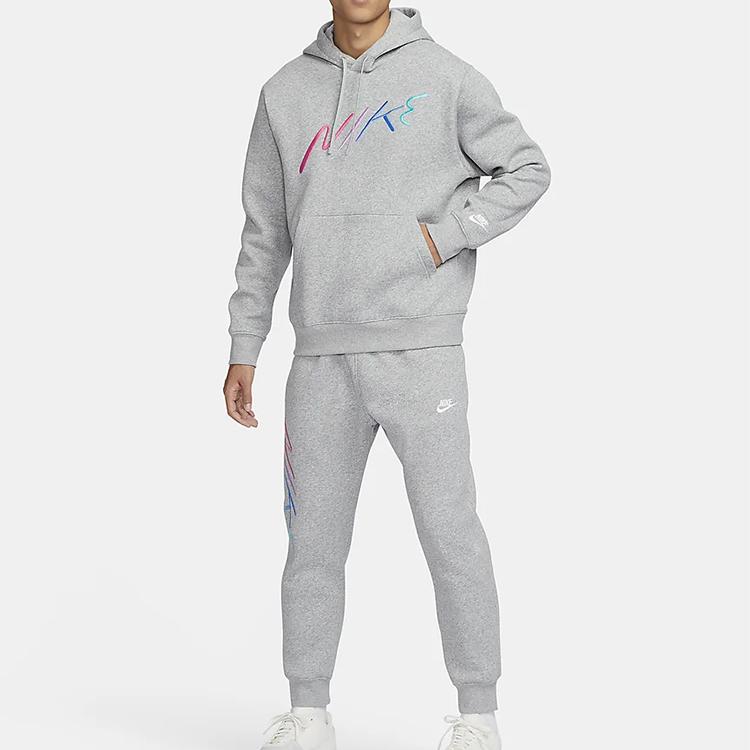 Nike Club Fleece Geborduurde Hoodie Met Pluche Voering Heren Tops Grijs FB7489-063