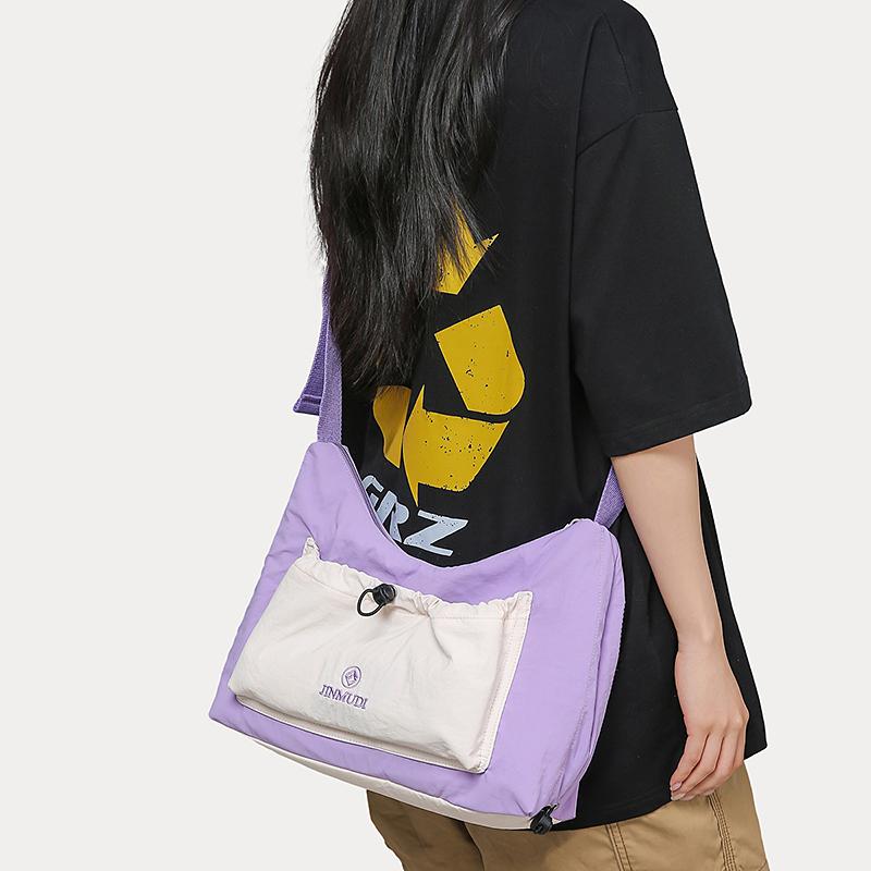 Commuter Pleated Hobo Bag Women's Large Capacity Waterproof Nylon Crossbody Bag Men's Shoulder Bag