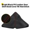 Black PVC Leather/Red Stitch Manual/Auto Gear Shift Knob Shifter Boot Cover US