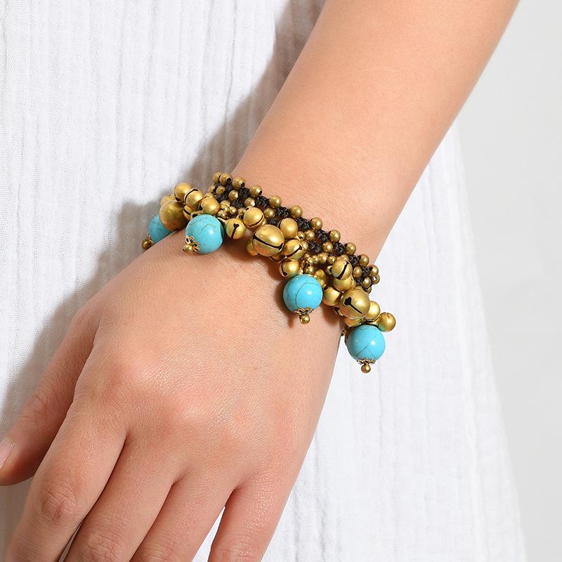 Bohemian Woven Bell Bracelet Niche Retro Personalized Vacation Wind Hand Rope Exotic Accessories Women