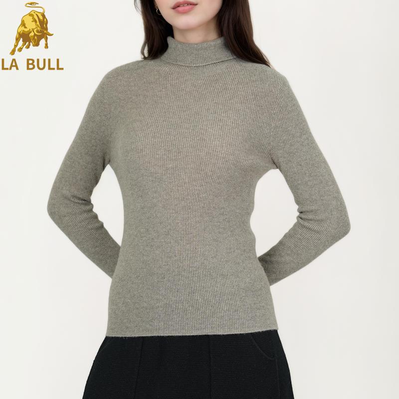 LA BULL Women's Cashmere Turtleneck Long Sleeve Knit Sweater